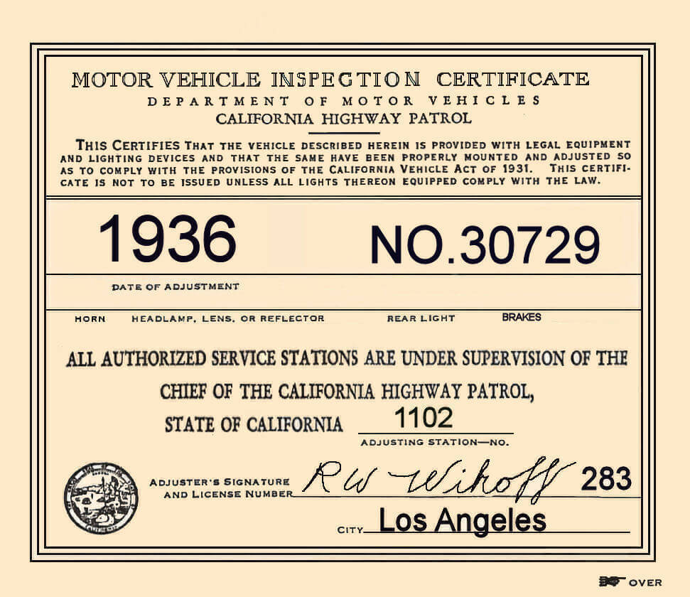 1936 California Inspection sticker